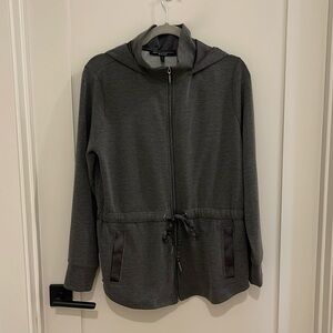 White House Black Market zip up hoodie, size L, charcoal gray.